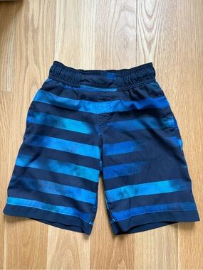 Kids Columbia Blue Stripe Swim Shorts - Size XS